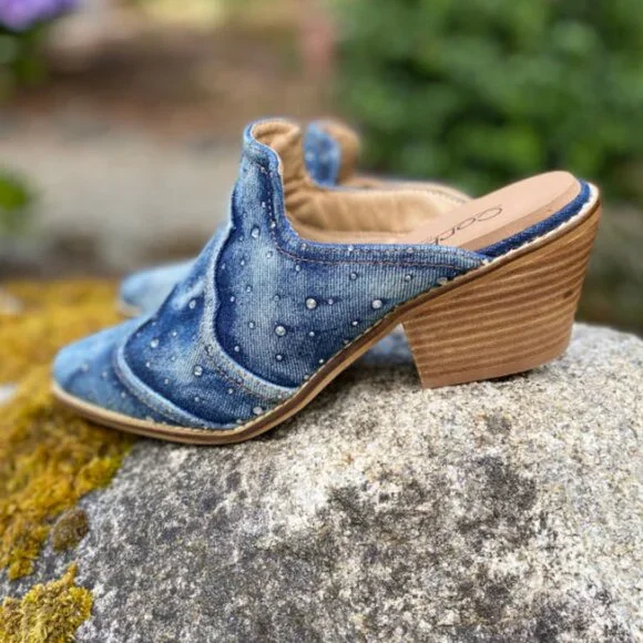 Corkys Blue Washed Denim Tex Mex Slip-On Booties - Picture 3 of 5